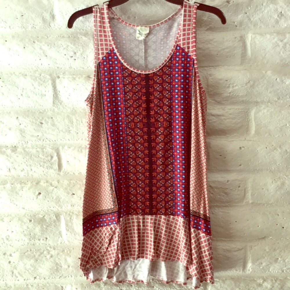 Weston Wear for Anthropologie red/white multicolored tunic/tank top - Picture 2 of 7